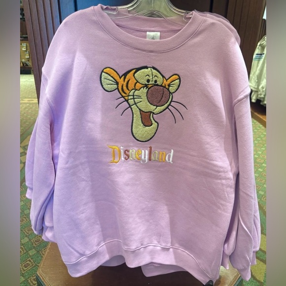 Disney Tops - L 2025 Disneyland Resort Tigger Embroidered Winnie Sweatshirt Pullover Purple